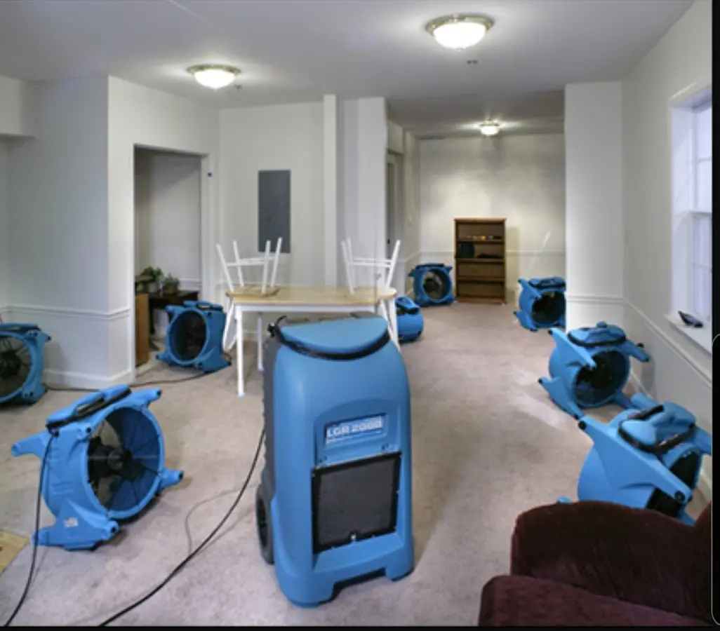 Air movers and dehumidifier setup for Water Damage Restoration in Lower Heidelberg
